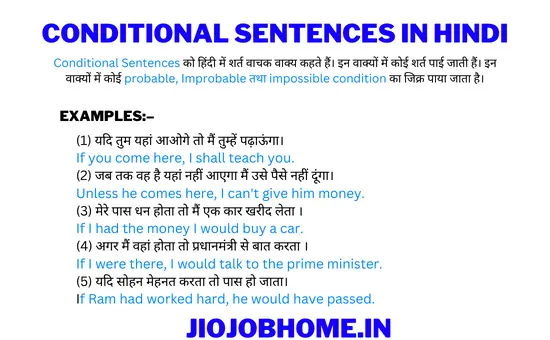 Conditional Sentences in Hindi – Definition, Rules and Examples