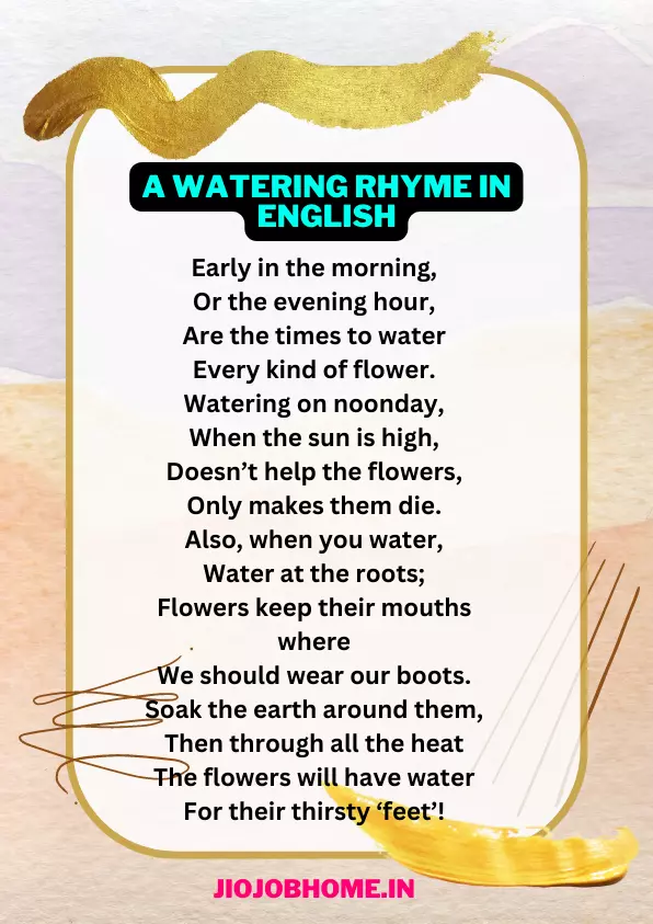 A Watering Rhyme in English–Standard 4 English Poem
