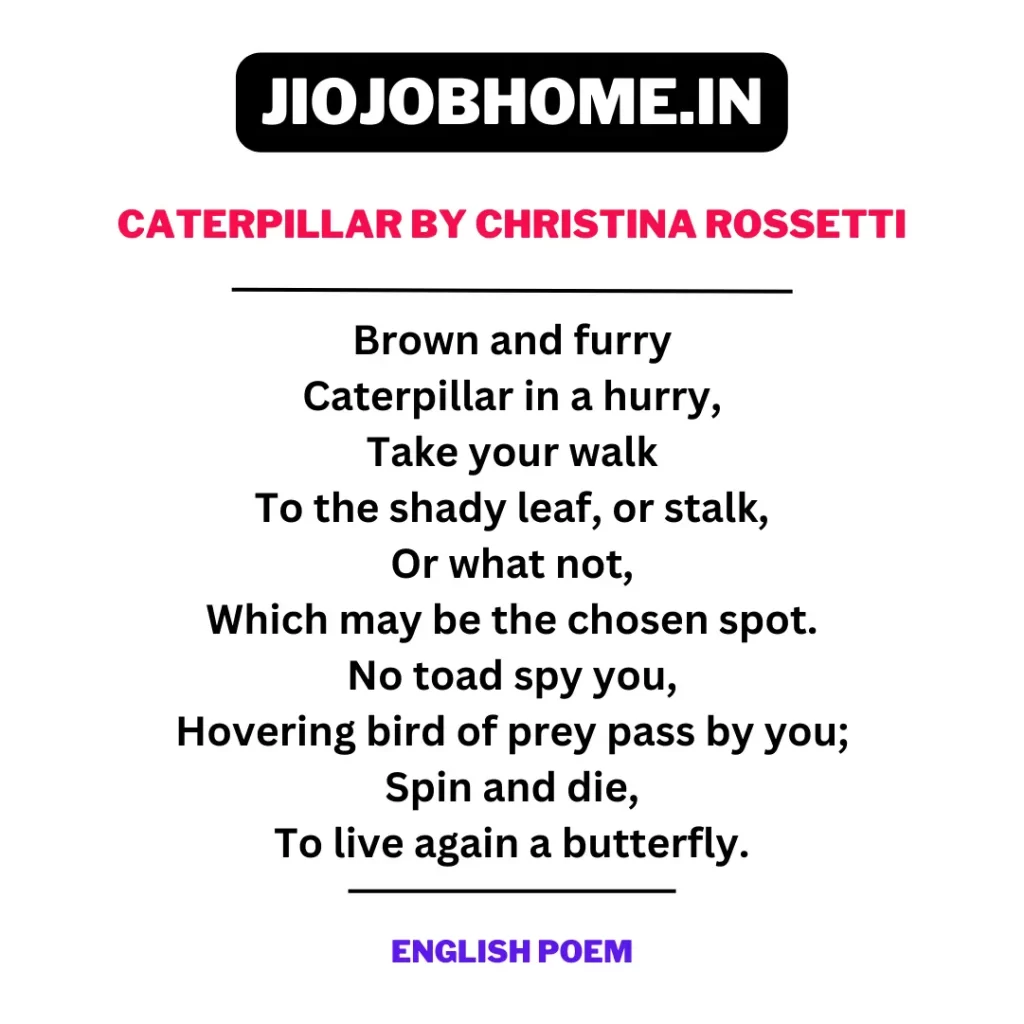 Caterpillar by Christina Rossetti–English Poem For Class 2 Recitation