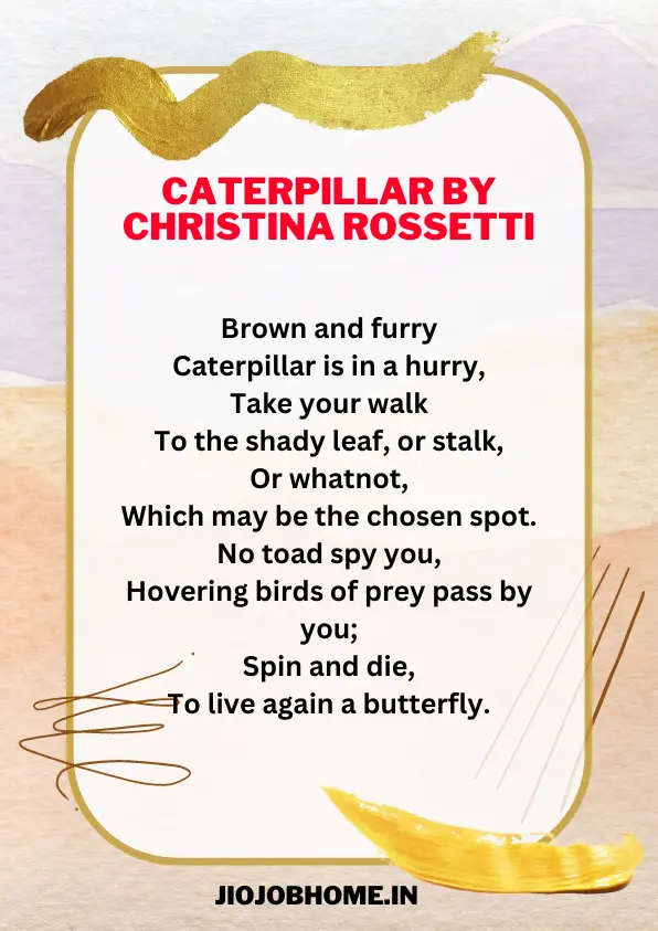 Caterpillar by Christina Rossetti–Small English Poem For Class 4