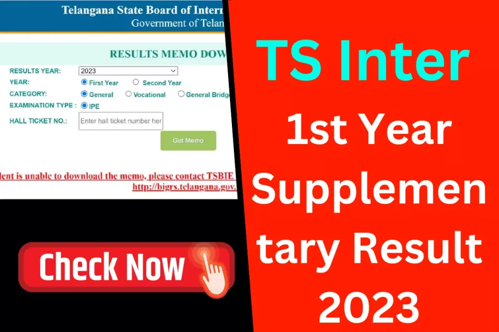 TS Inter 1st Year Supplementary Result 2023, Check TSBIE inter supply marks memo